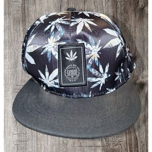 Unisex Black Weed Leaf Cap Hat Hip Hop Street Fashion Trendy Adjustable Snapback